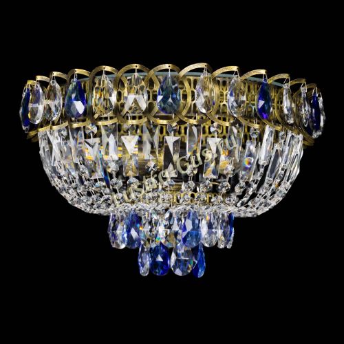 Люстра Астра Бутон №3 синяя под бронзу в Подольске Гусь Хрустальный