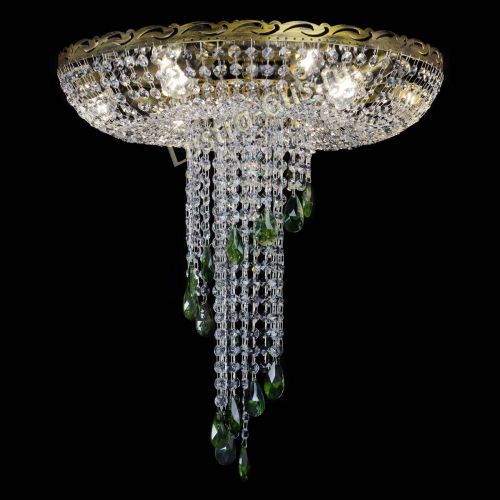 Люстра Диана №6 журавлик зеленая под бронзу  в Подольске Гусь Хрустальный