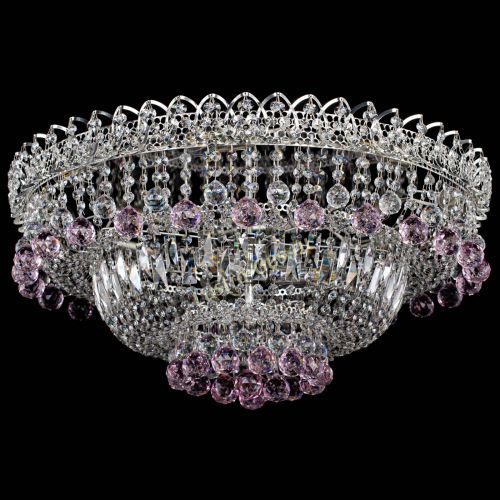 Люстра Хрустальный каскад №3 Шар розовая в Подольске Гусь Хрустальный