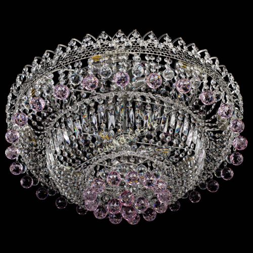 Люстра Хрустальный каскад №3 Шар розовая в Подольске Гусь Хрустальный