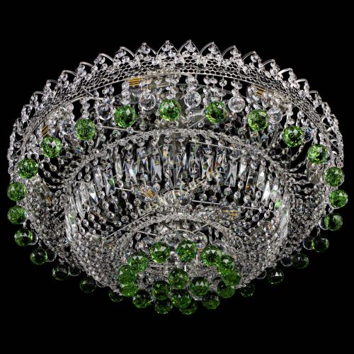 Люстра Хрустальный каскад №3 Шар зеленая в Подольске Гусь Хрустальный