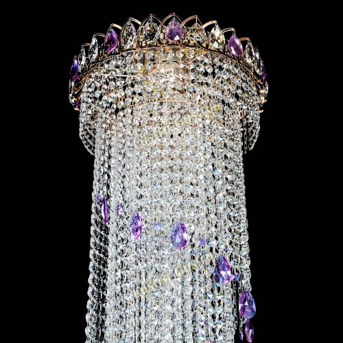 Люстра Хрустальный Каскад №5 фиолетовый в Подольске Гусь Хрустальный