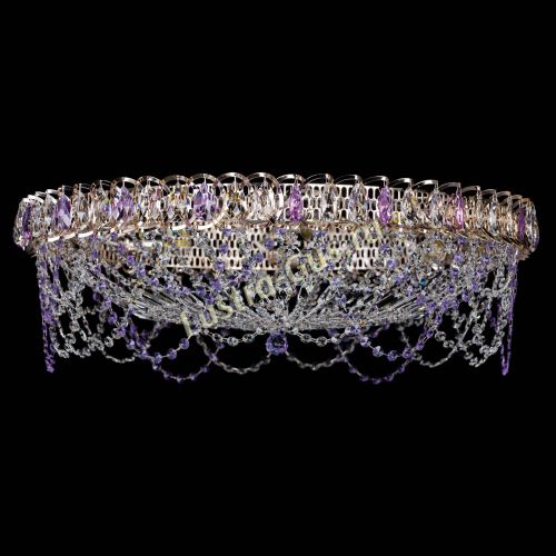 Люстра Каскад Ажур 700 мм фиолетовый в Подольске Гусь Хрустальный