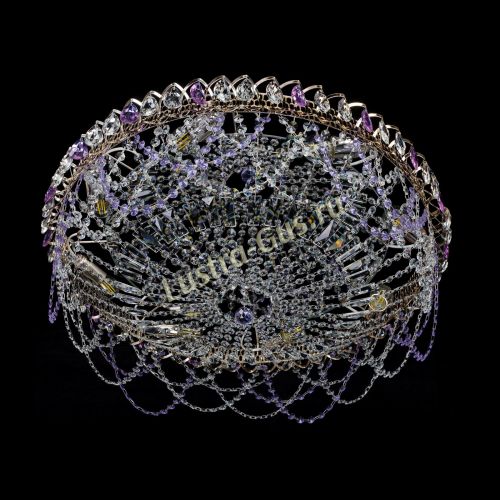 Люстра Каскад Ажур 700 мм фиолетовый в Подольске Гусь Хрустальный