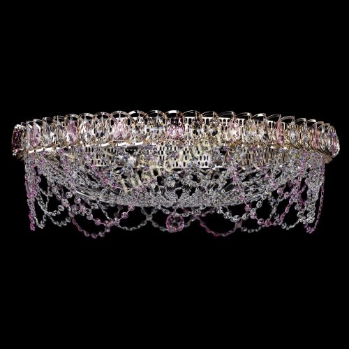 Люстра Каскад Ажур 700 мм розовый в Подольске Гусь Хрустальный