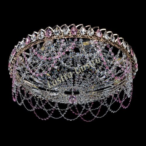 Люстра Каскад Ажур 700 мм розовый в Подольске Гусь Хрустальный