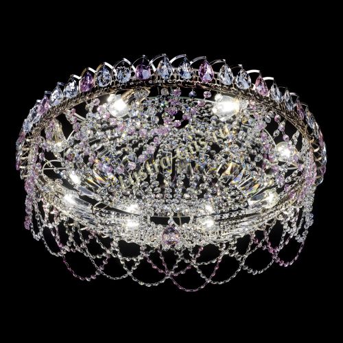 Люстра Каскад Ажур 700 мм розовый в Подольске Гусь Хрустальный