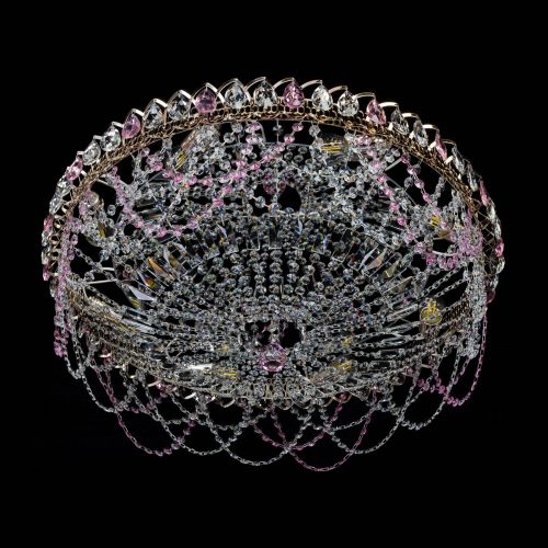 Люстра Каскад Ажур 700 мм розовый в Подольске Гусь Хрустальный