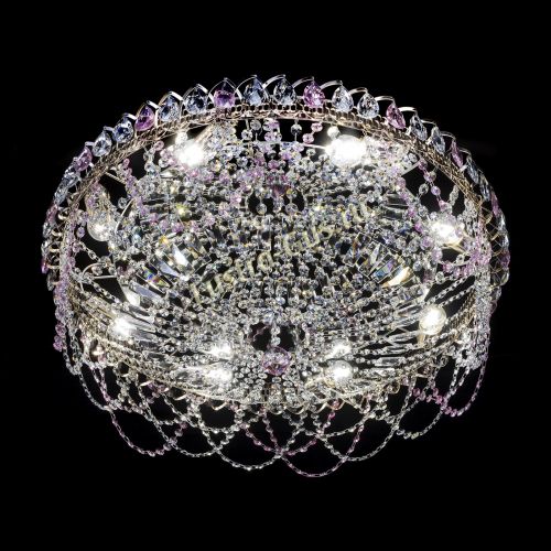 Люстра Каскад Ажур 700 мм розовый в Подольске Гусь Хрустальный