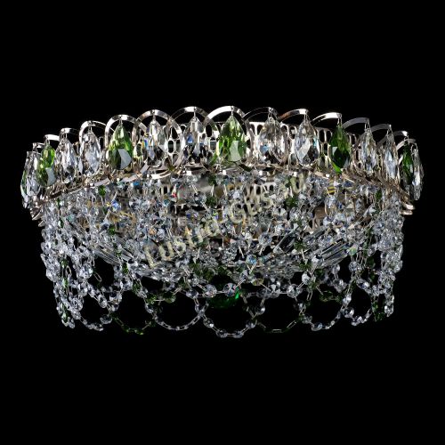 Люстра Хрустальный Каскад Ажур зеленый в Подольске Гусь Хрустальный