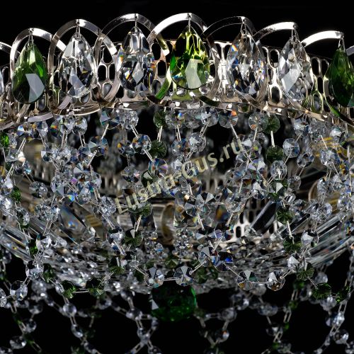 Люстра Хрустальный Каскад Ажур зеленый в Подольске Гусь Хрустальный