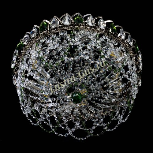 Люстра Хрустальный Каскад Ажур зеленый в Подольске Гусь Хрустальный