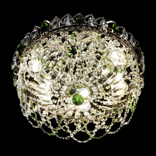 Люстра Хрустальный Каскад Ажур зеленый в Подольске Гусь Хрустальный