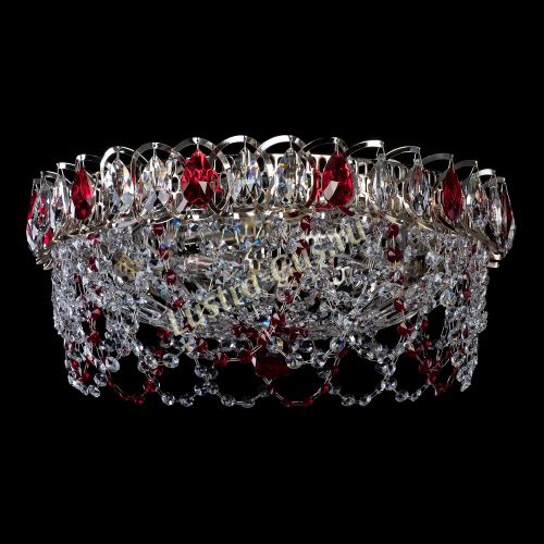 Люстра Хрустальный Каскад Ажур красный в Подольске Гусь Хрустальный