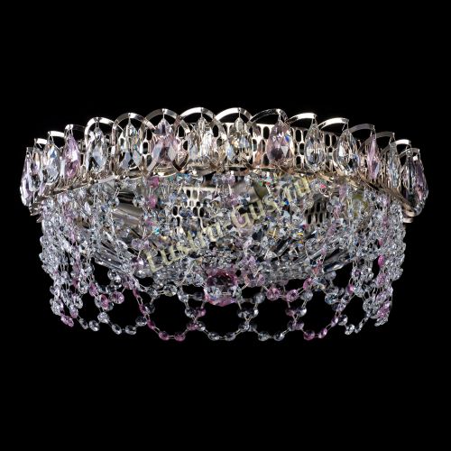 Люстра Хрустальный Каскад Ажур розовый в Подольске Гусь Хрустальный