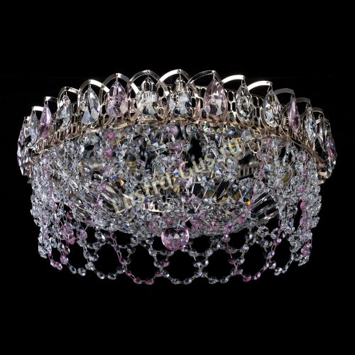 Люстра Хрустальный Каскад Ажур розовый в Подольске Гусь Хрустальный