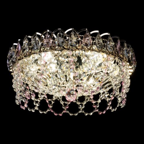 Люстра Хрустальный Каскад Ажур розовый в Подольске Гусь Хрустальный