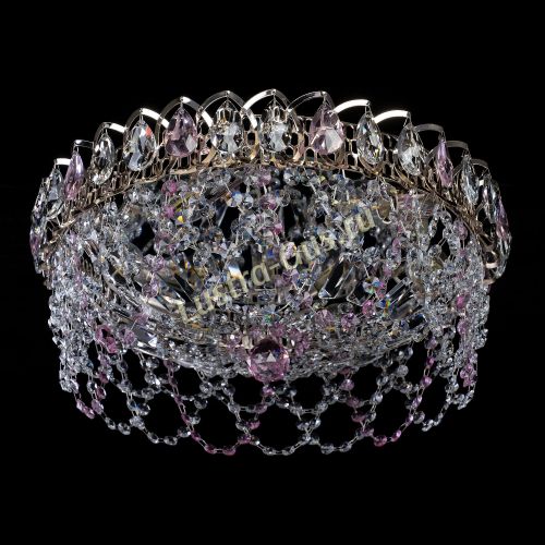 Люстра Хрустальный Каскад Ажур розовый в Подольске Гусь Хрустальный