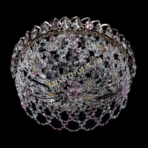 Люстра Хрустальный Каскад Ажур розовый в Подольске Гусь Хрустальный