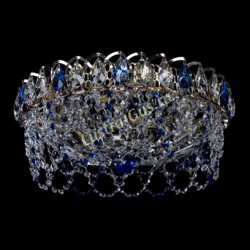 Люстра Хрустальный Каскад Ажур синий в Подольске Гусь Хрустальный