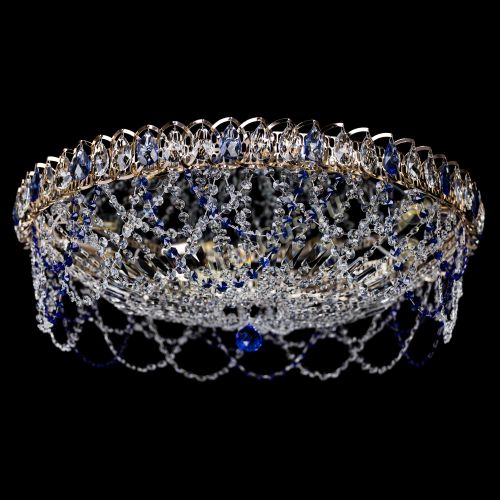 Люстра Каскад Ажур 700 мм синий в Подольске Гусь Хрустальный