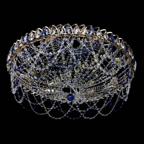 Люстра Каскад Ажур 700 мм синий в Подольске Гусь Хрустальный