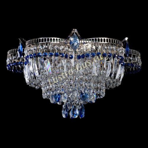 Люстра Камея №1 - 3 лампы синяя в Подольске Гусь Хрустальный
