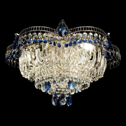 Люстра Камея №1 - 3 лампы синяя в Подольске Гусь Хрустальный