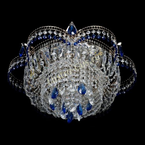 Люстра Камея №1 - 3 лампы синяя в Подольске Гусь Хрустальный