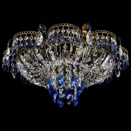Люстра Камея №4 под бронзу синяя в Подольске Гусь Хрустальный