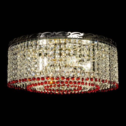 Люстра Капель оптикон №2 красная в Подольске Гусь Хрустальный