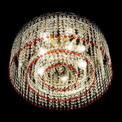 Люстра Капель оптикон №2 красная в Подольске Гусь Хрустальный