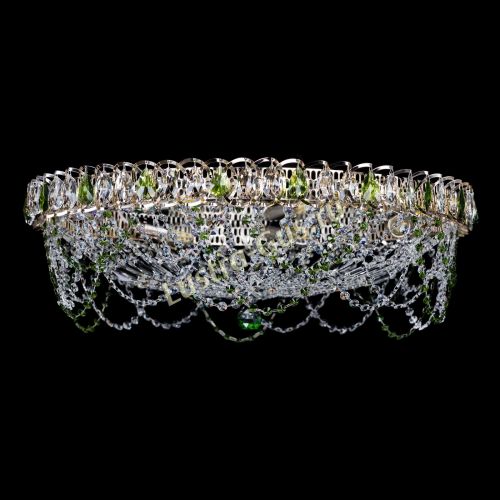 Люстра Каскад Ажур 700 мм зеленый в Подольске Гусь Хрустальный