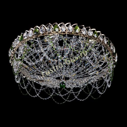 Люстра Каскад Ажур 700 мм зеленый в Подольске Гусь Хрустальный