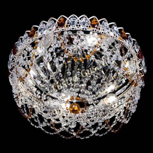 Люстра Каскад Ажур Чайная белая в Подольске Гусь Хрустальный