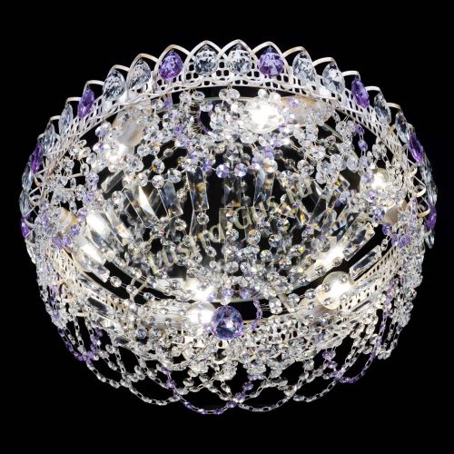 Люстра Каскад Ажур Фиолетовая белая в Подольске Гусь Хрустальный