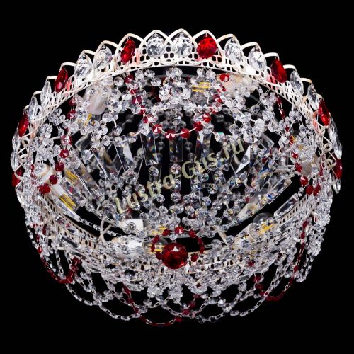 Люстра Каскад Ажур Красная белая в Подольске Гусь Хрустальный