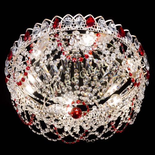 Люстра Каскад Ажур Красная белая в Подольске Гусь Хрустальный