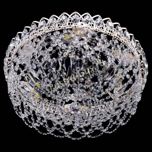 Люстра Каскад Ажур белая в Подольске Гусь Хрустальный