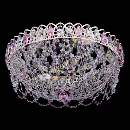 Люстра Каскад Ажур Розовая белая в Подольске Гусь Хрустальный