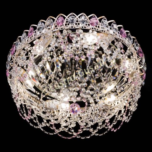 Люстра Каскад Ажур Розовая белая в Подольске Гусь Хрустальный