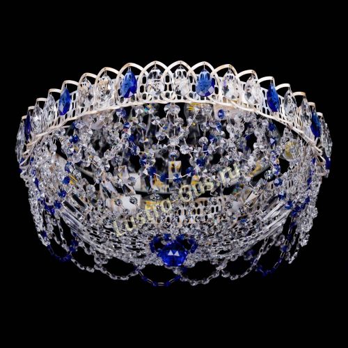 Люстра Каскад Ажур Синяя белая в Подольске Гусь Хрустальный