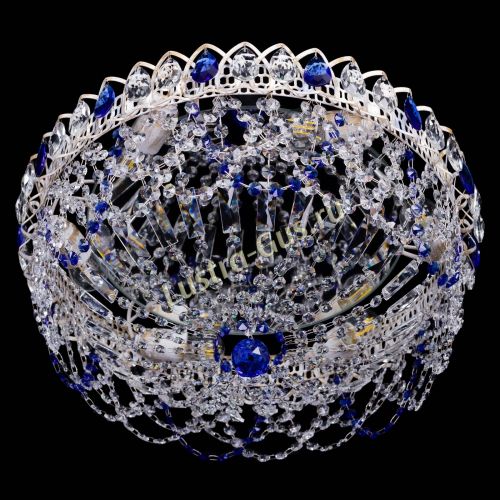 Люстра Каскад Ажур Синяя белая в Подольске Гусь Хрустальный