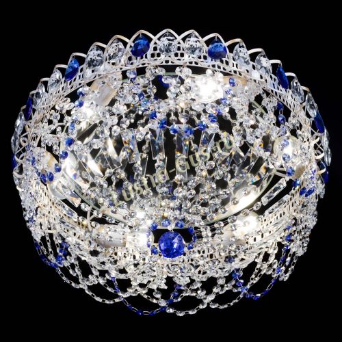 Люстра Каскад Ажур Синяя белая в Подольске Гусь Хрустальный