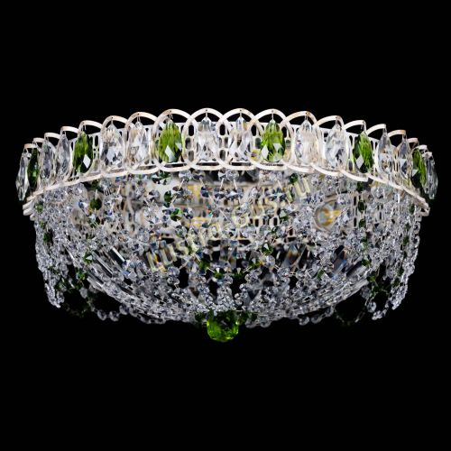 Люстра Каскад Ажур Зеленая белая в Подольске Гусь Хрустальный