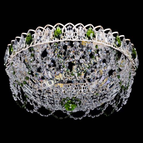 Люстра Каскад Ажур Зеленая белая в Подольске Гусь Хрустальный