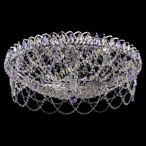 Люстра Каскад Ажур 700 мм фиолетовый в Подольске Гусь Хрустальный