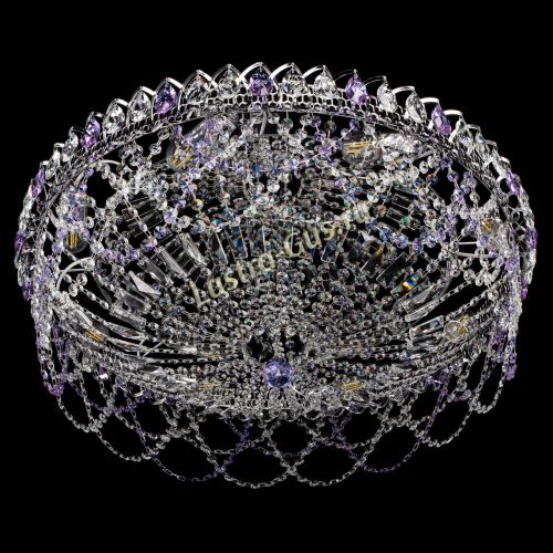 Люстра Каскад Ажур 700 мм фиолетовый в Подольске Гусь Хрустальный