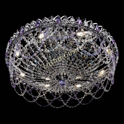 Люстра Каскад Ажур 700 мм фиолетовый в Подольске Гусь Хрустальный