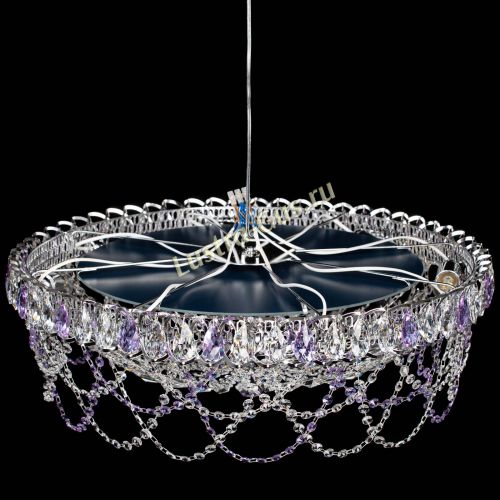 Люстра Каскад Ажур 700 мм фиолетовый в Подольске Гусь Хрустальный